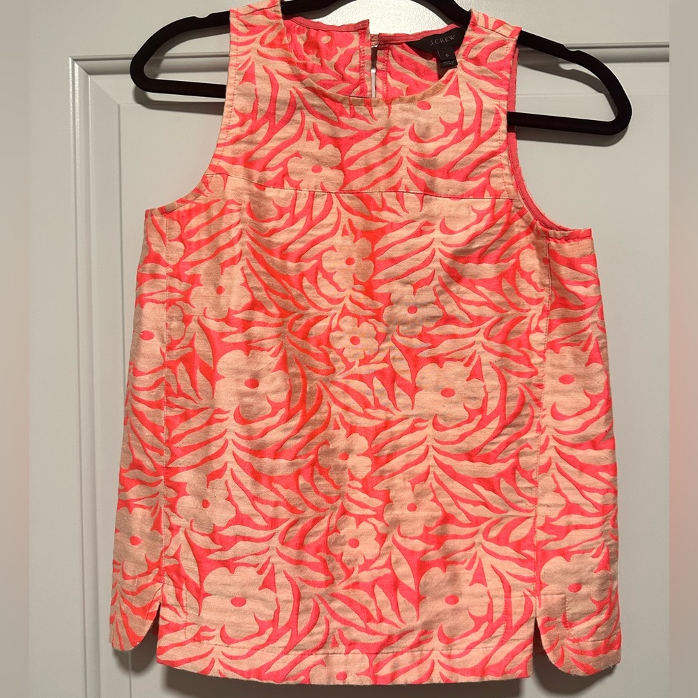 J crew hot pink sleeveless floral top size 0
